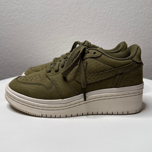 Nike Shoes - Nike Air Jordan 1 Re Low Lifted Sneakers Olive Canvas Textured Sole Size 7